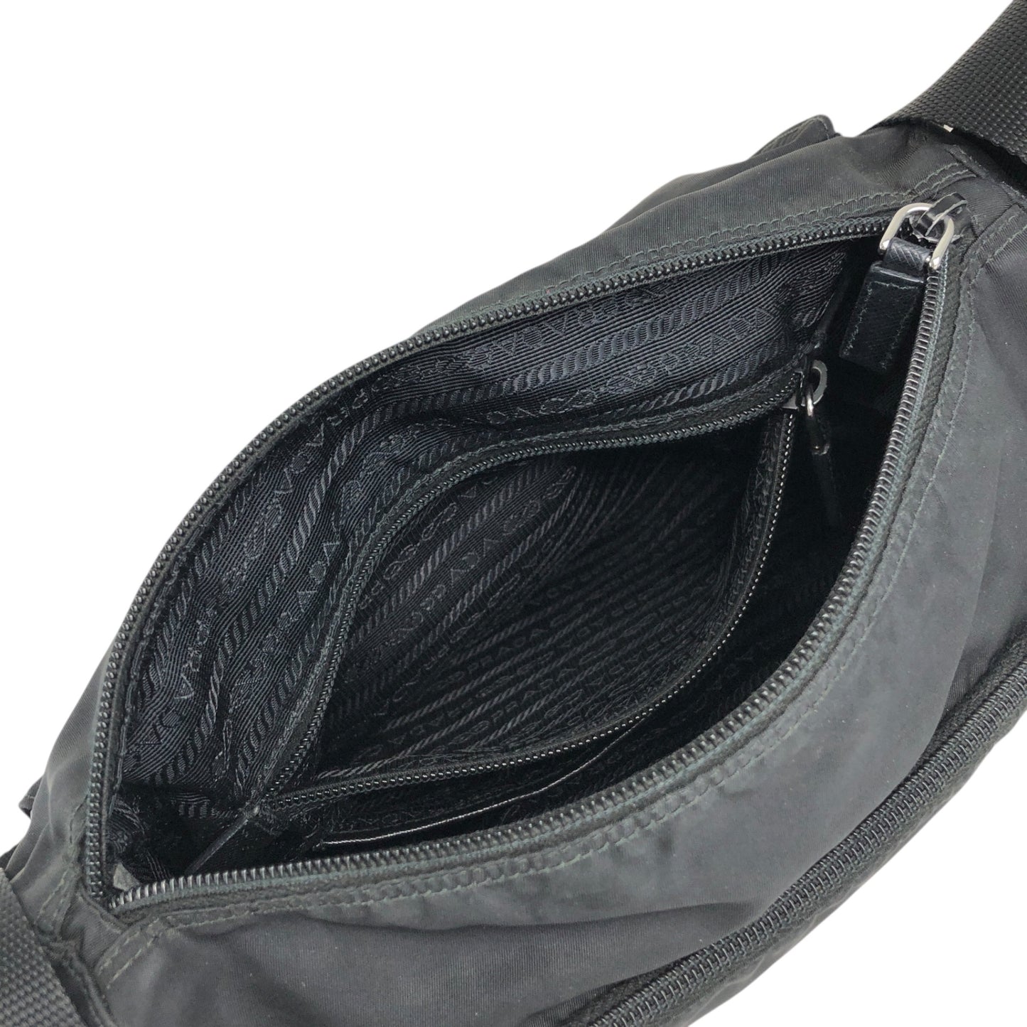 PRADA Tessuto Triangle Logo Shoulder bag Black Vintage t2gb5a