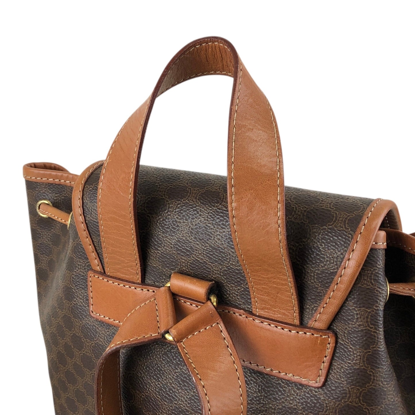 CELINE Macadam Front Buckle Backpack Brown Vintage 22b6rx