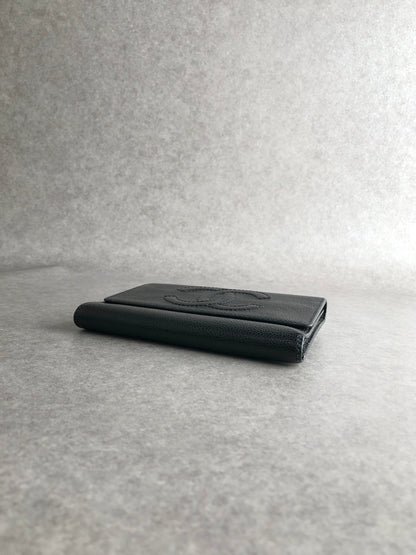CHANEL Coco Mark Trifold Wallet Black Vintage xntxxj