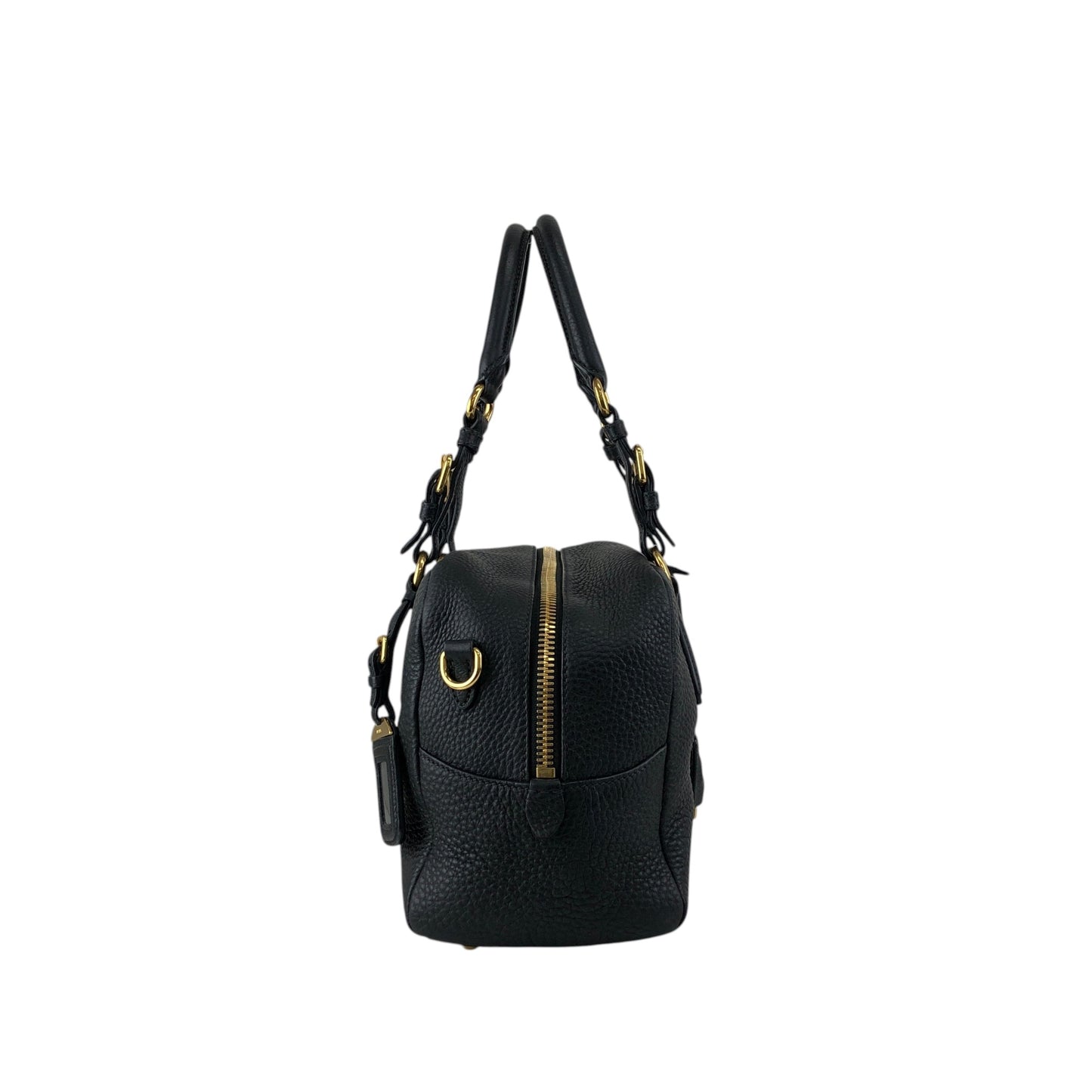 PRADA Logo Two-way Handbag Shoulder bag Black Vintage ws8uyb