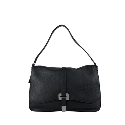 PRADA Logo Embossed Front Buckle Shoulder bag Black Vintage u2jbxr