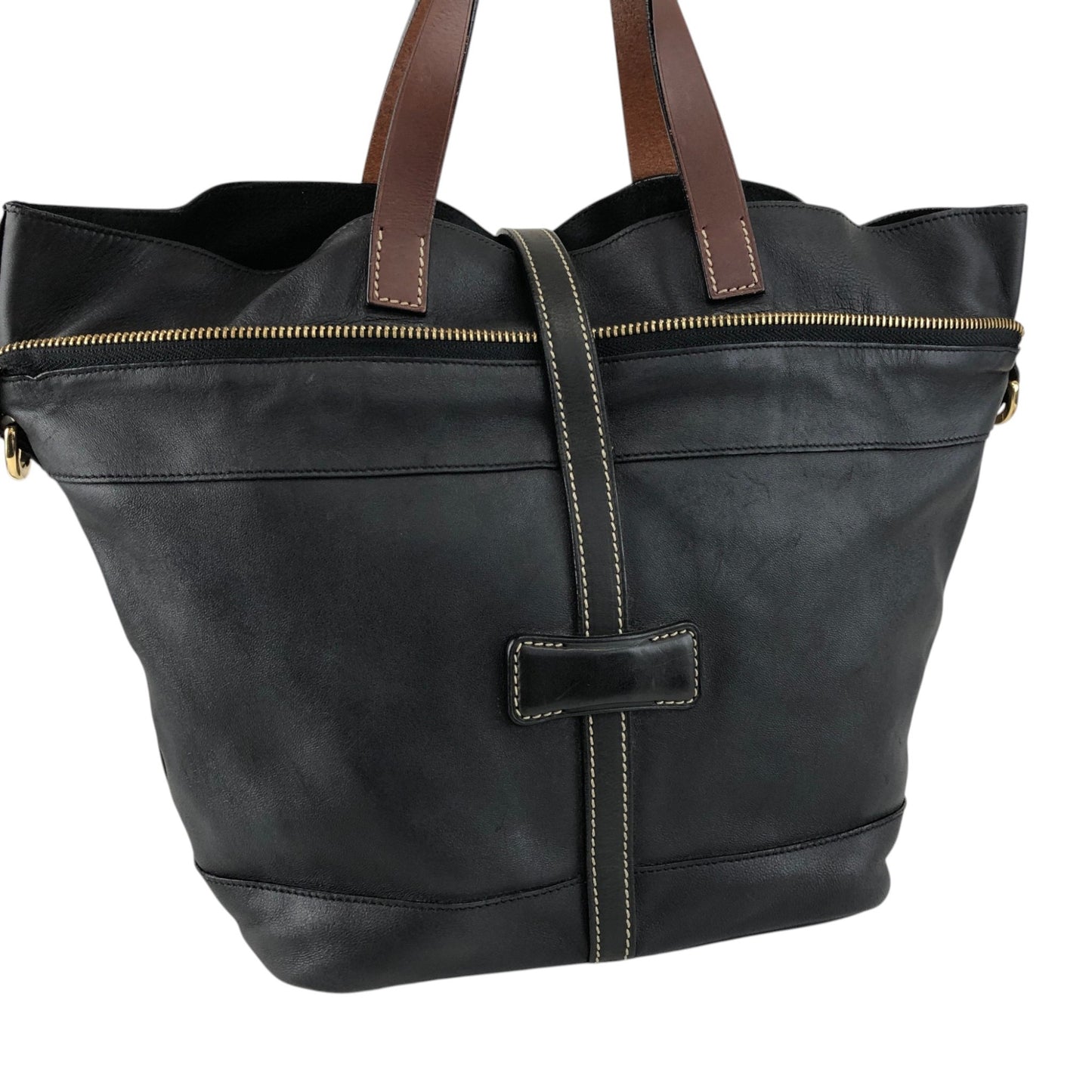 LOEWE Logo Front Buckle Two-way Handbag Shoulder bag Black Vintage pszdm6
