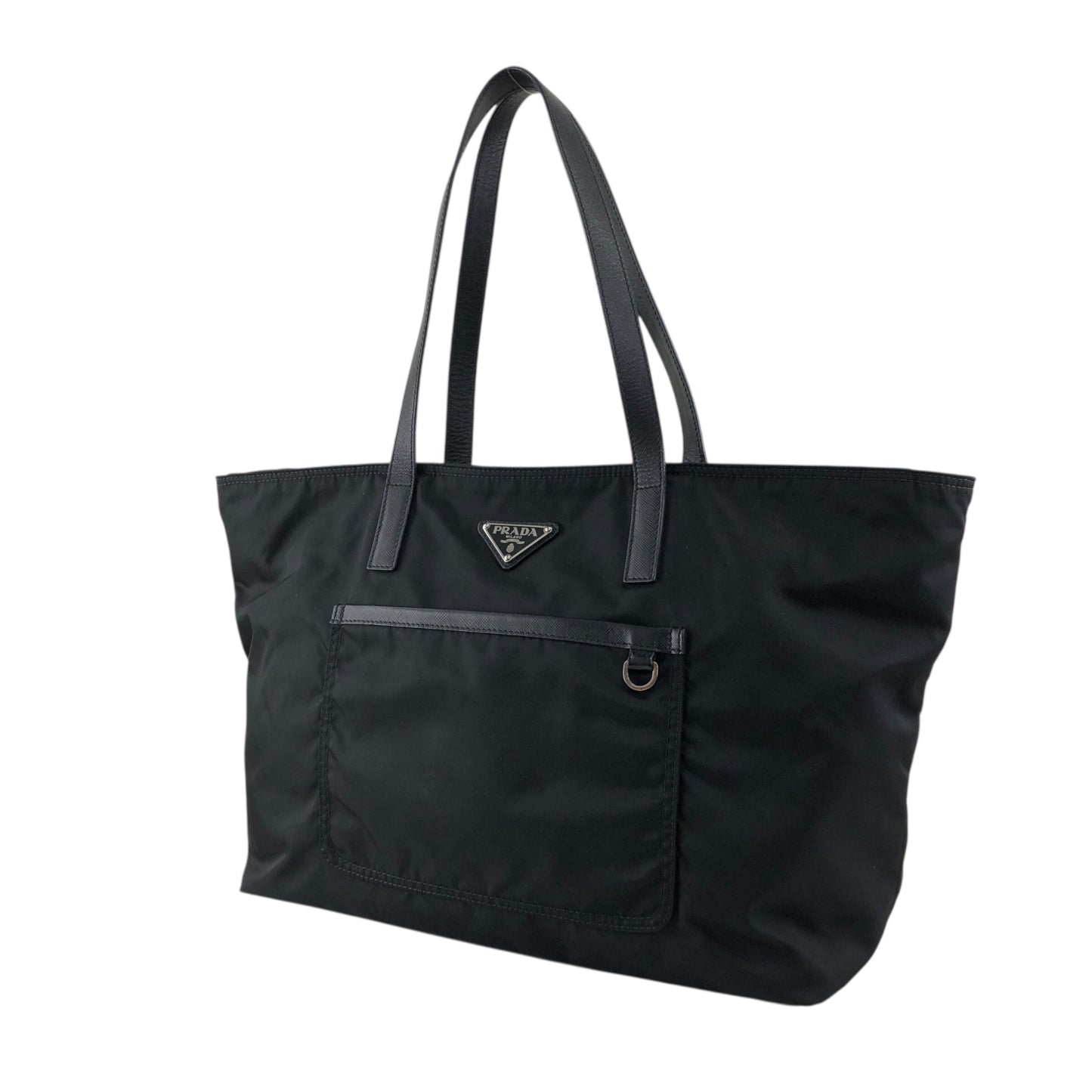 PRADA Triangle Logo Front Pocket Totebag Black Vintage p2sa5n