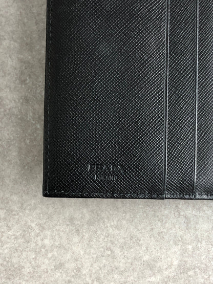 PRADA Triangle Logo Trifold Wallet Black Vintage vdir46