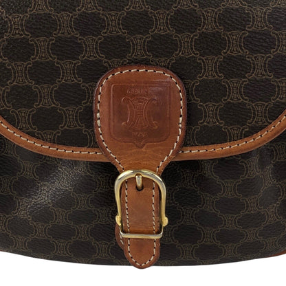 CELINE Macadam Blason Front Buckle  Shoulder bag Brown Vintage gzgnsp