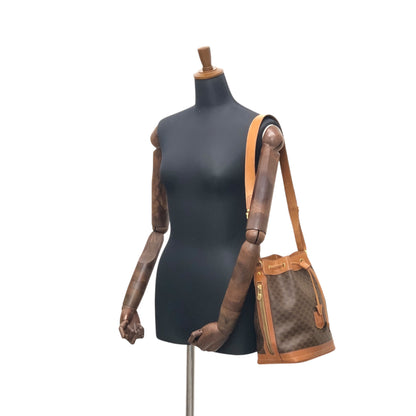 CELINE Macadam Blason Drawstring Shoulder bag Brown Vintage e8wkxg