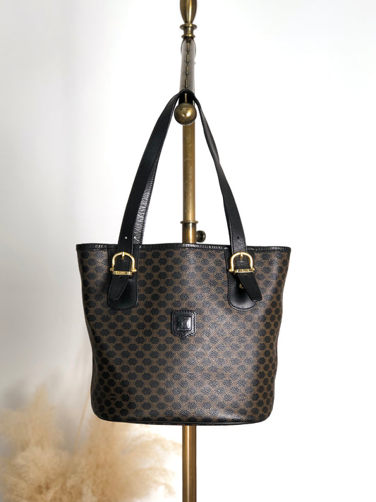 CELINE Macadam Blason Handbag Totebag Black Vintage yfc8n7