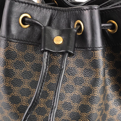 CELINE Macadam Blason Drawstring Shoulder bag Black Vintage mujneu