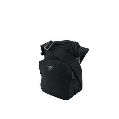 PRADA Tessuto Triangle Logo Shoulder bag Black Vintage 2ctkw3