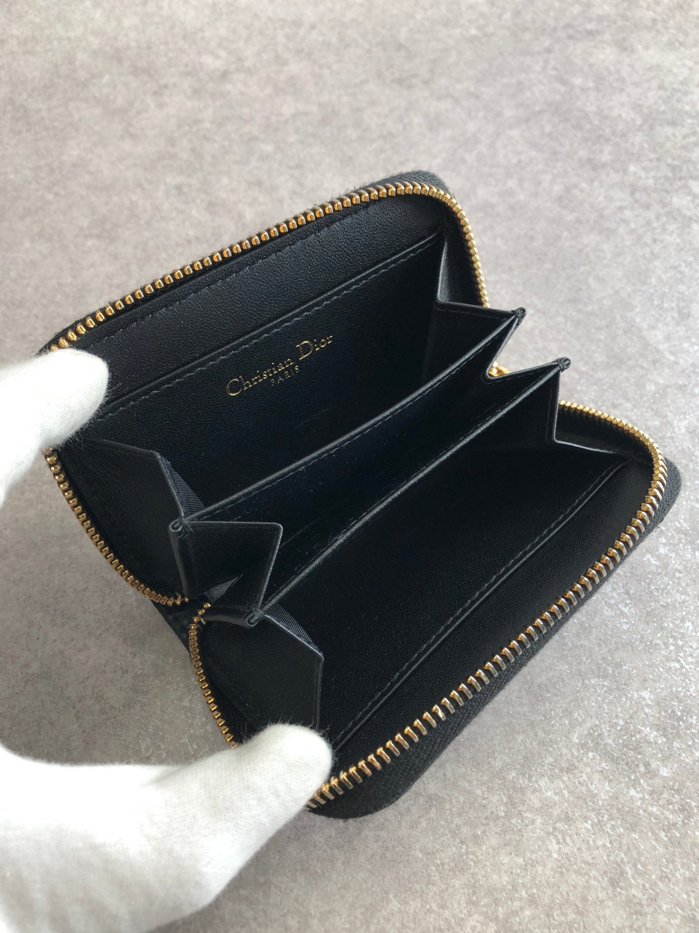 Christian Dior CD Logo Coin Purse Black Vintage hhfipp