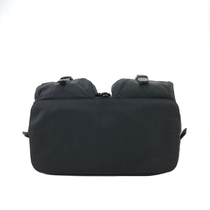 PRADA Triangle Logo Double pocket Nylon Backpack Black Vintage e2jimd