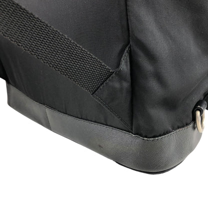 PRADA Triangle Logo Front Belt Double Pocket Backpack Black Vintage 7wppf4