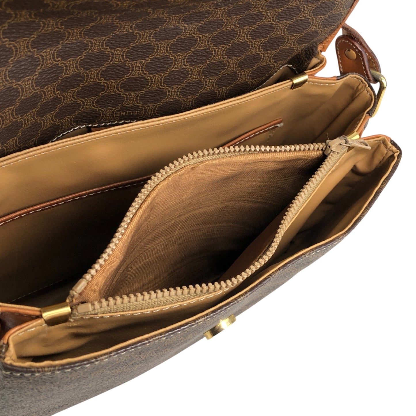 CELINE Macadam Horseshoe Shoulder bag Brown Vintage pep636