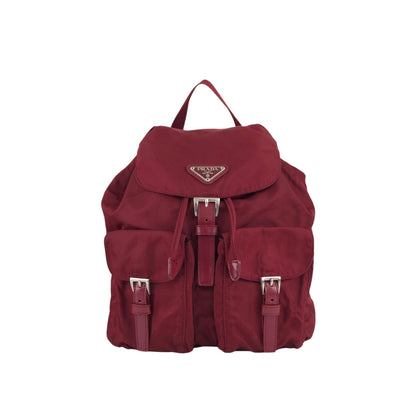 PRADA Triangle Logo Double Pocket  Backpack Red Vintage 8jxw7p