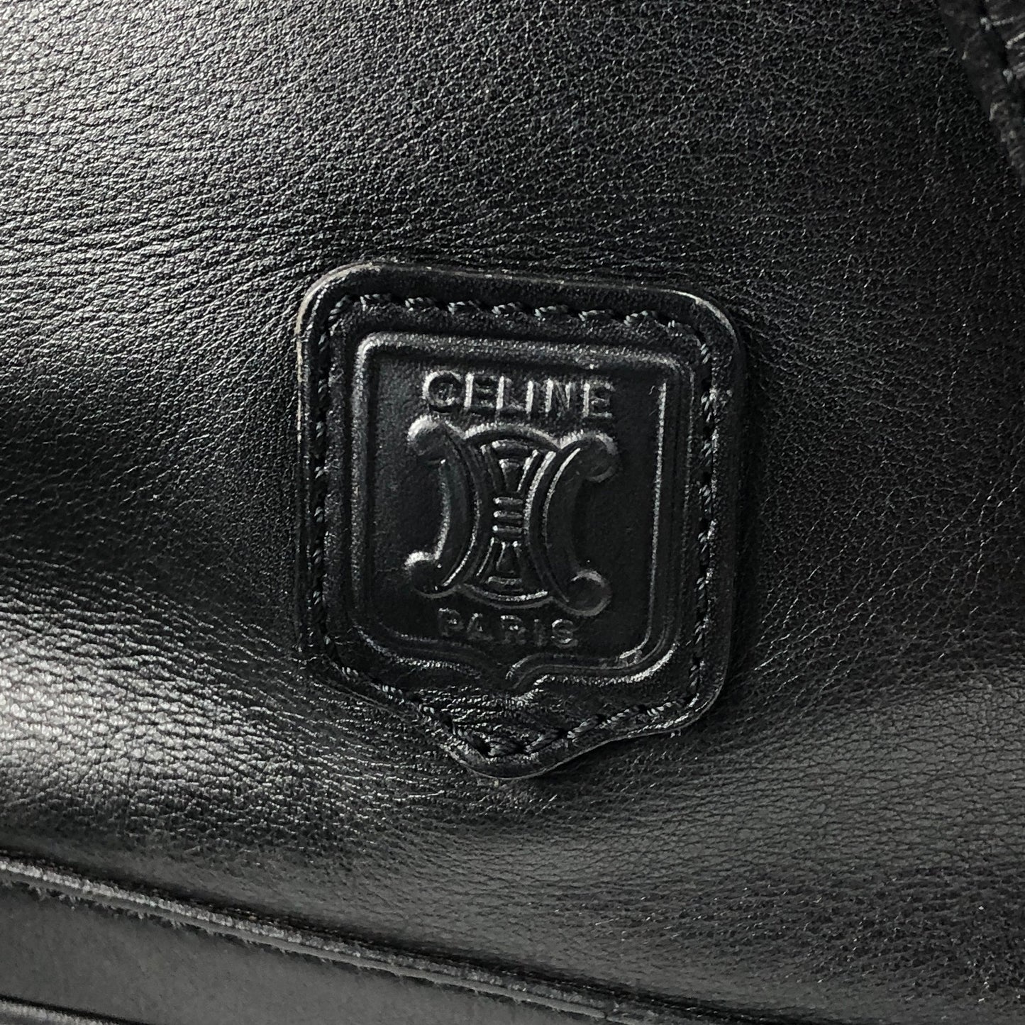 CELINE Blason Drawstring Shoulder bag Black Vintage 2vim3n