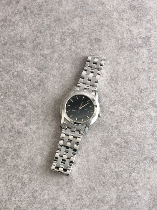 GUCCI Logo Quartz Watch Silver 5500XL Vintage 2k2yhu