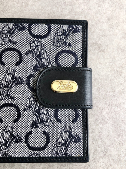 CELINE Carriage Folded Wallet Navy Vintage rrcn43