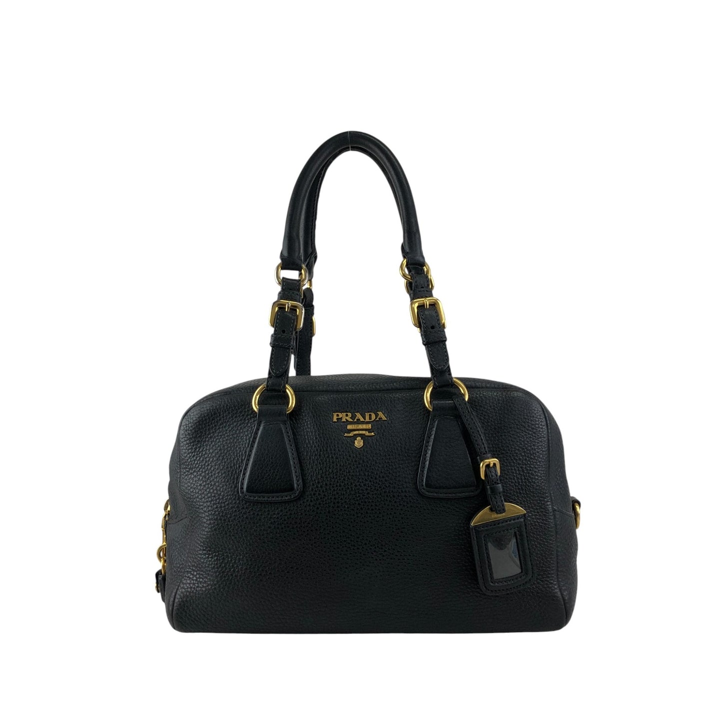 PRADA Logo Small Boston bag Handbag Black Vintage c8s4mf