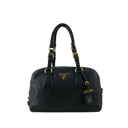 PRADA Logo Small Boston bag Handbag Black Vintage c8s4mf