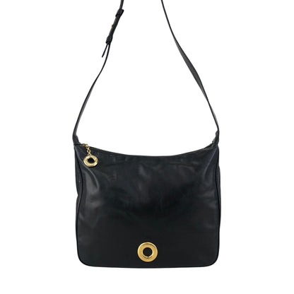 CELINE Circle Logo Shoulder bag Black Vintage mkxe53