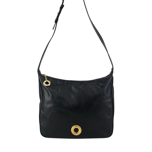 CELINE Circle Logo Shoulder bag Black Vintage mkxe53
