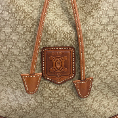 CELINE Macadam Blason Drawstring Shoulder bag Beige Vintage p4favs