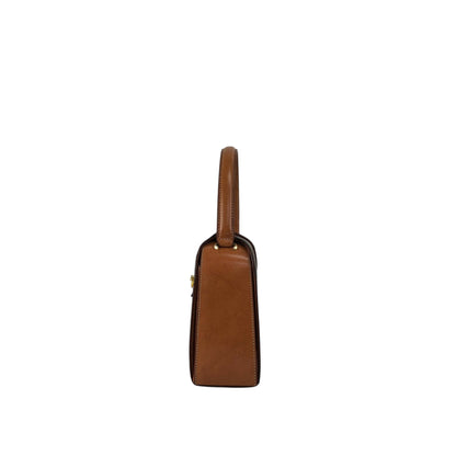 CELINE Macadam Gancini Handbag Brown Vintage hjb52j