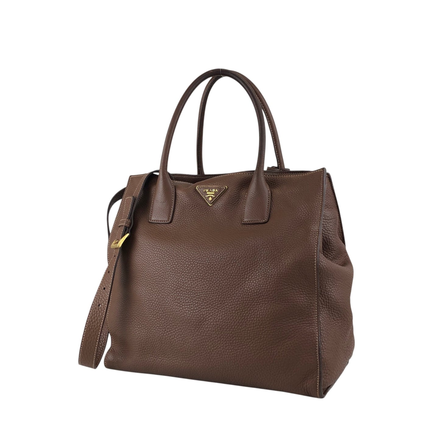 PRADA Triangle Logo Two-way Handbag Shoulder bag Brown Vintage eh2tjx