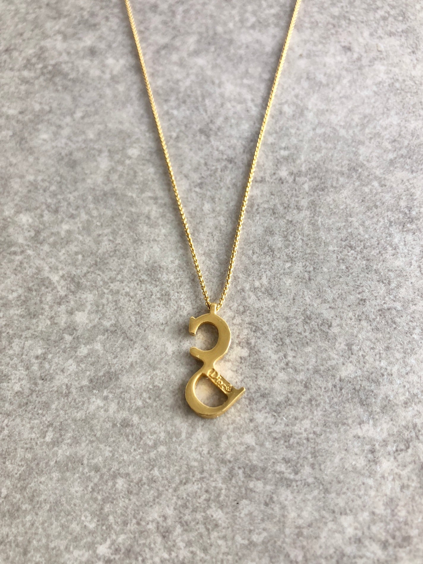 Christian Dior CD Logo Necklace Gold Vintage 8jsr7j