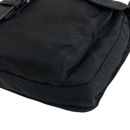 PRADA Triangle Logo Front Buckle Nylon Leather Shoulder bag Black Vintage sudtyj