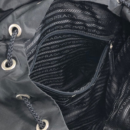 PRADA Tessuto Triangle Logo Front Buckle Double Pocket  Backpack Black Vintage ept4gf