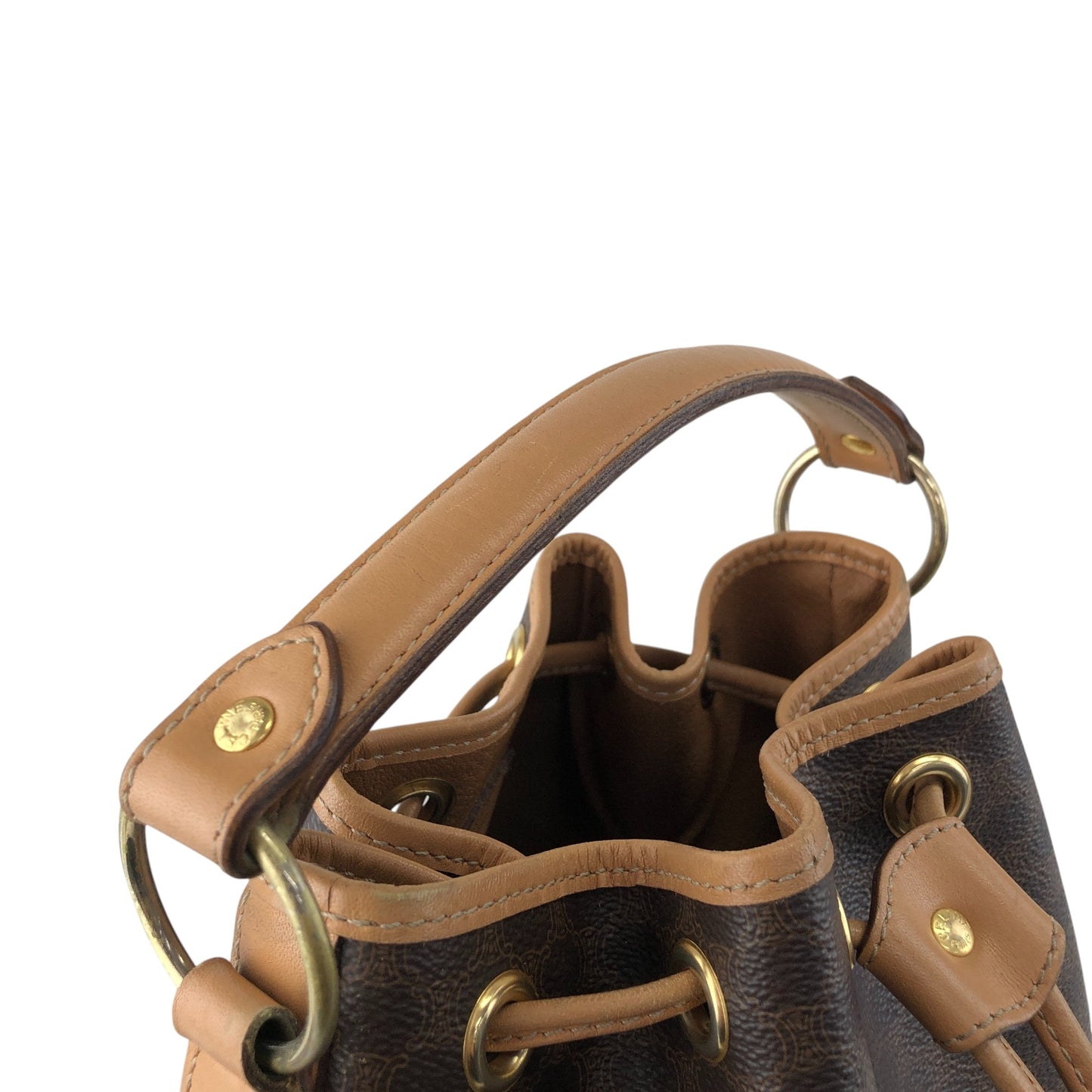 CELINE Macadam Drawstring Shoulder bag Brown Vintage 4wnnyy