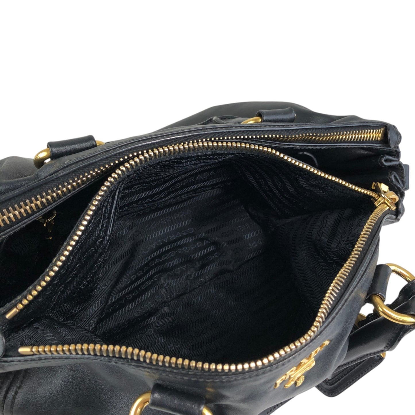 PRADA Logo Two-way Boston bag Shoulder bag Black Vintage k82hca