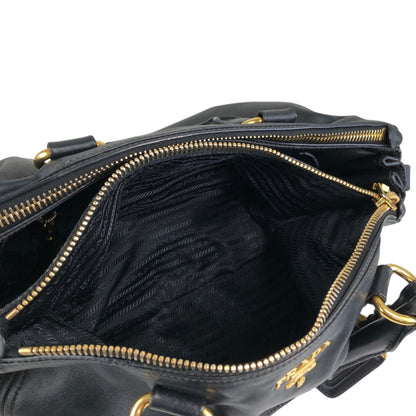 PRADA Logo Two-way Boston bag Shoulder bag Black Vintage k82hca