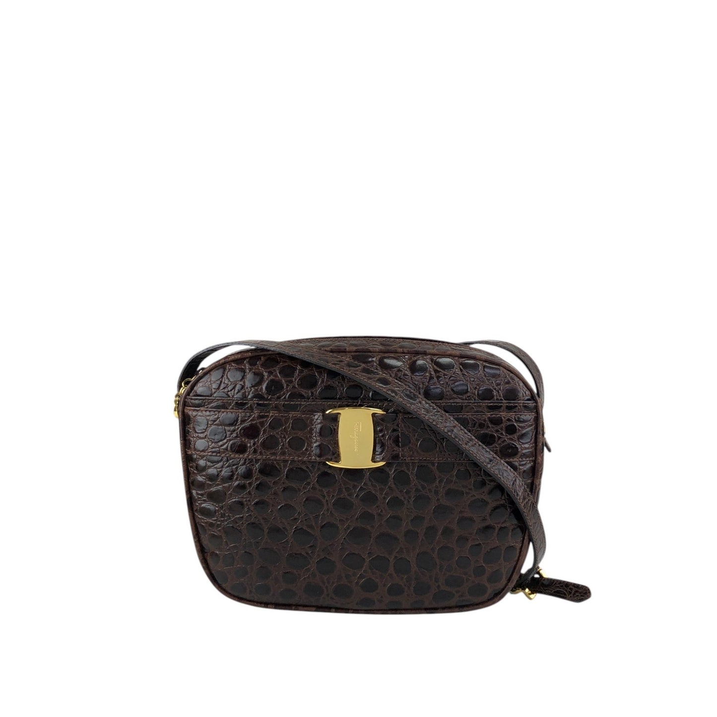 Salvatore Ferragamo Vala Ribbon Shoulder bag Brown Vintage xth3zu