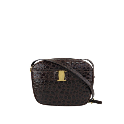 Salvatore Ferragamo Vala Ribbon Shoulder bag Brown Vintage xth3zu