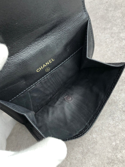 CHANEL Coco Mark Folded Wallet Black Vintage srpd6j