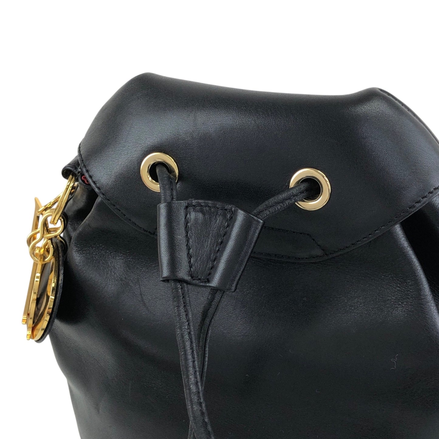 Christian Dior Logo Charm Backpack Black Vintage i7gek7