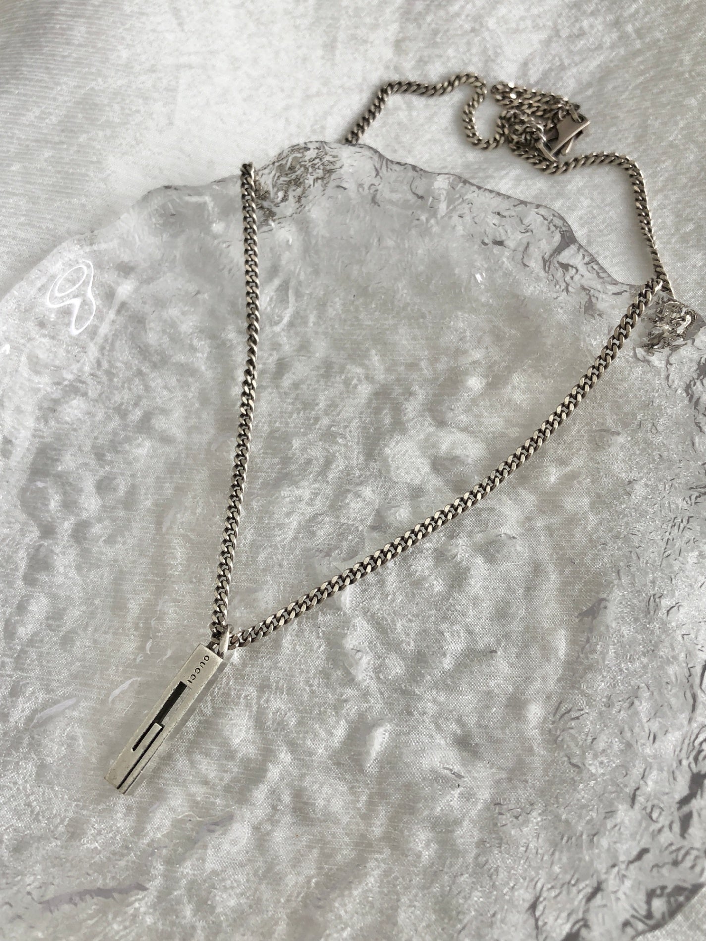 GUCCI Logo SILVER925 Necklace Silver Vintage gsagpu