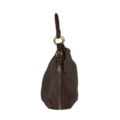 PRADA Triangle Logo Shoulder bag Hobobag Brown Vintage ajvtv2