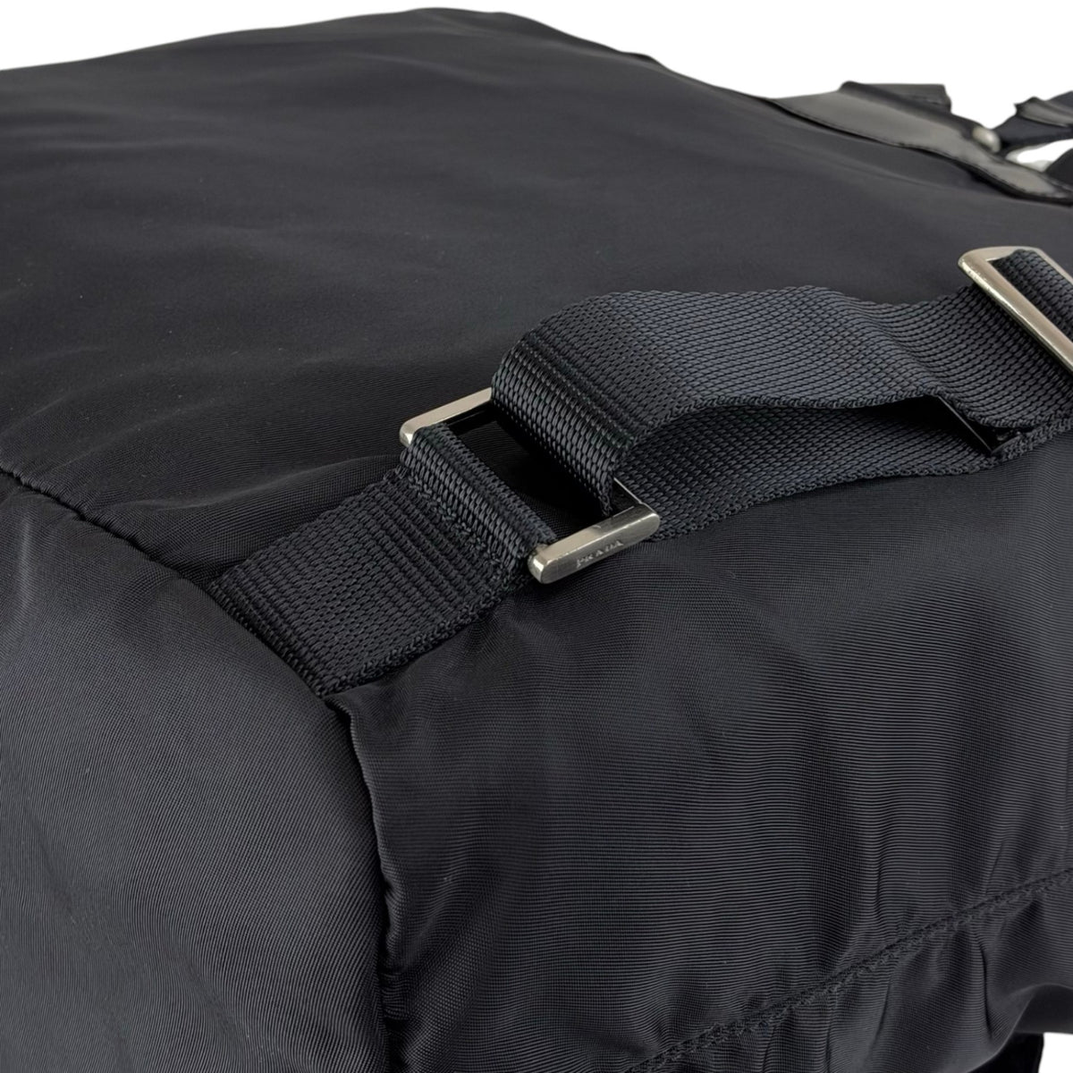 PRADA Tessuto Triangle Logo Double Pocket Backpack Black Vintage 8fef48