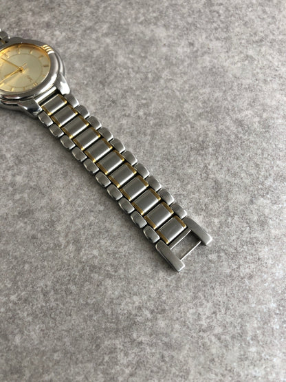 Yves Saint Laurent YSL Logo Quartz Watch Silver 6031-G11246TA Vintage vv2bv3