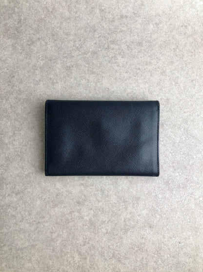 PRADA Triangle Logo Trifold Wallet Navy Vintage drpp55