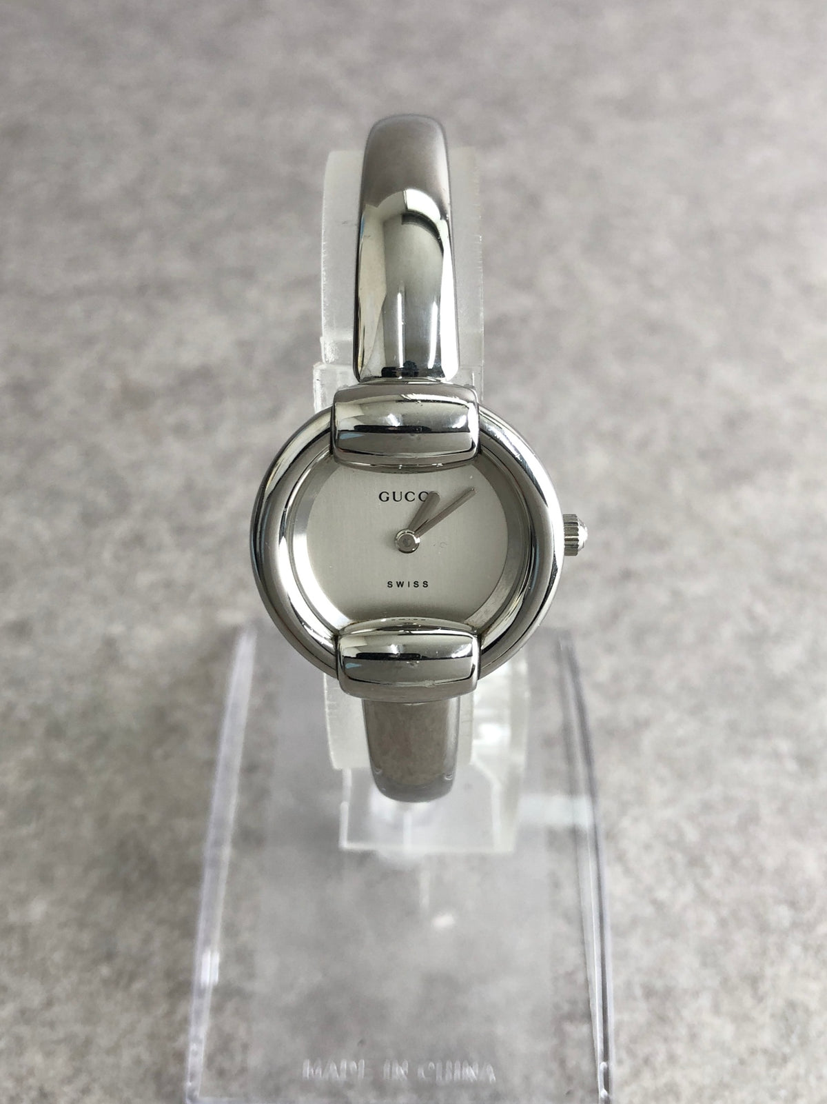 GUCCI Logo Quartz Watch Silver Vintage y43gce