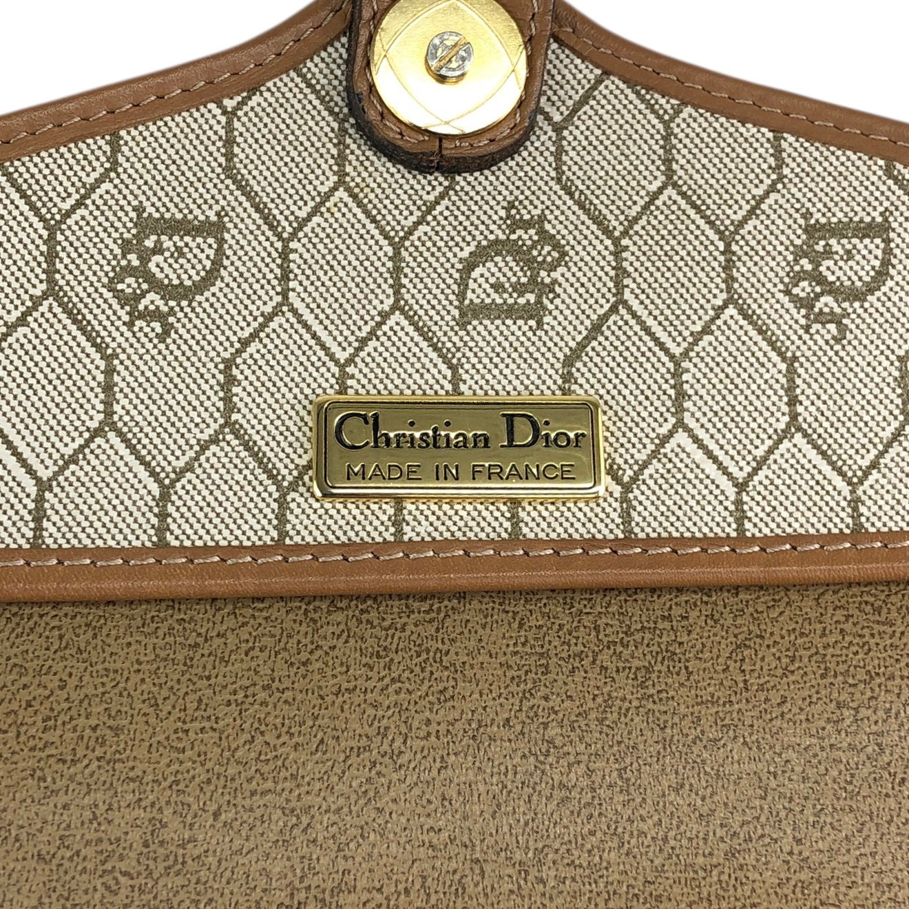 Christian Dior Honeycomb Pattern Shoulder bag Beige Vintage wvwdbt