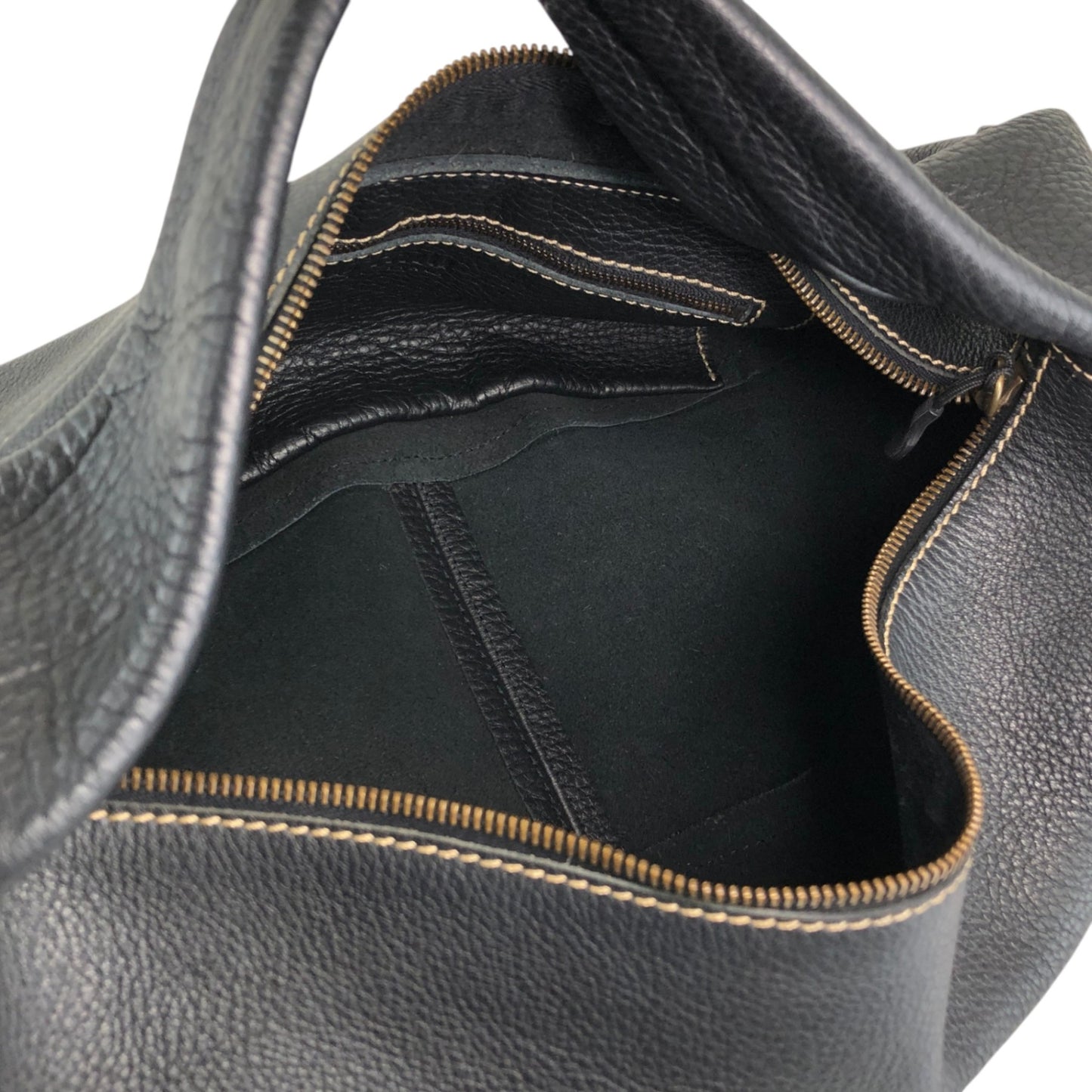 miu miu Logo Embossed Handbag Hobobag Black Vintage 438w43