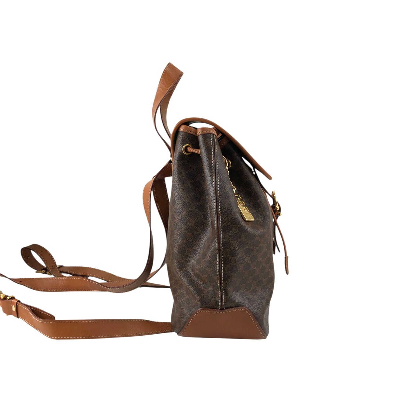 CELINE Macadam Front Buckle Backpack Brown Vintage 22b6rx