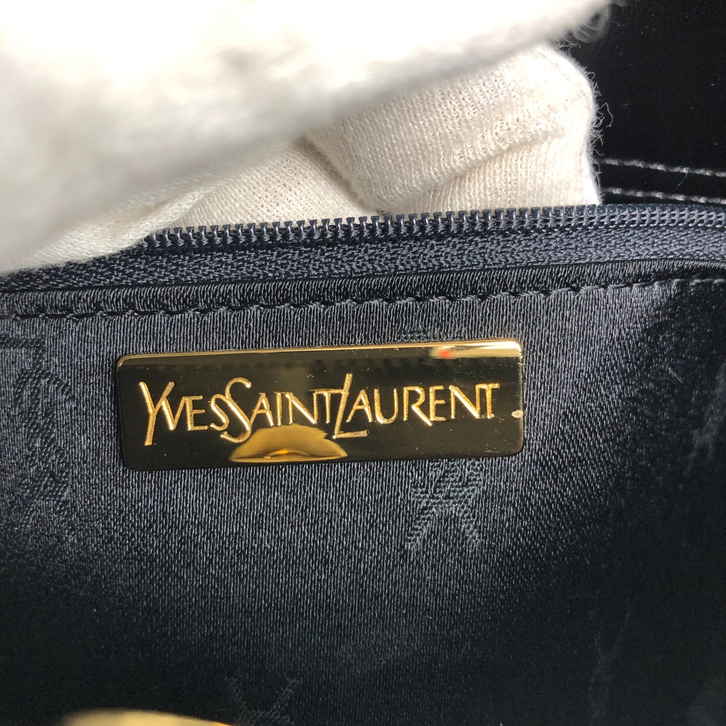 Yves Saint Laurent YSL Logo Handbag Black Vintage saezt8
