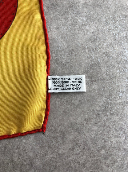 CELINE SILK Scarf Yellow Vintage t7z5n3