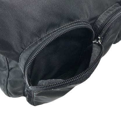 PRADA Tessuto Triangle Logo Front Pocket Shoulder bag Black Vintage 5ia535